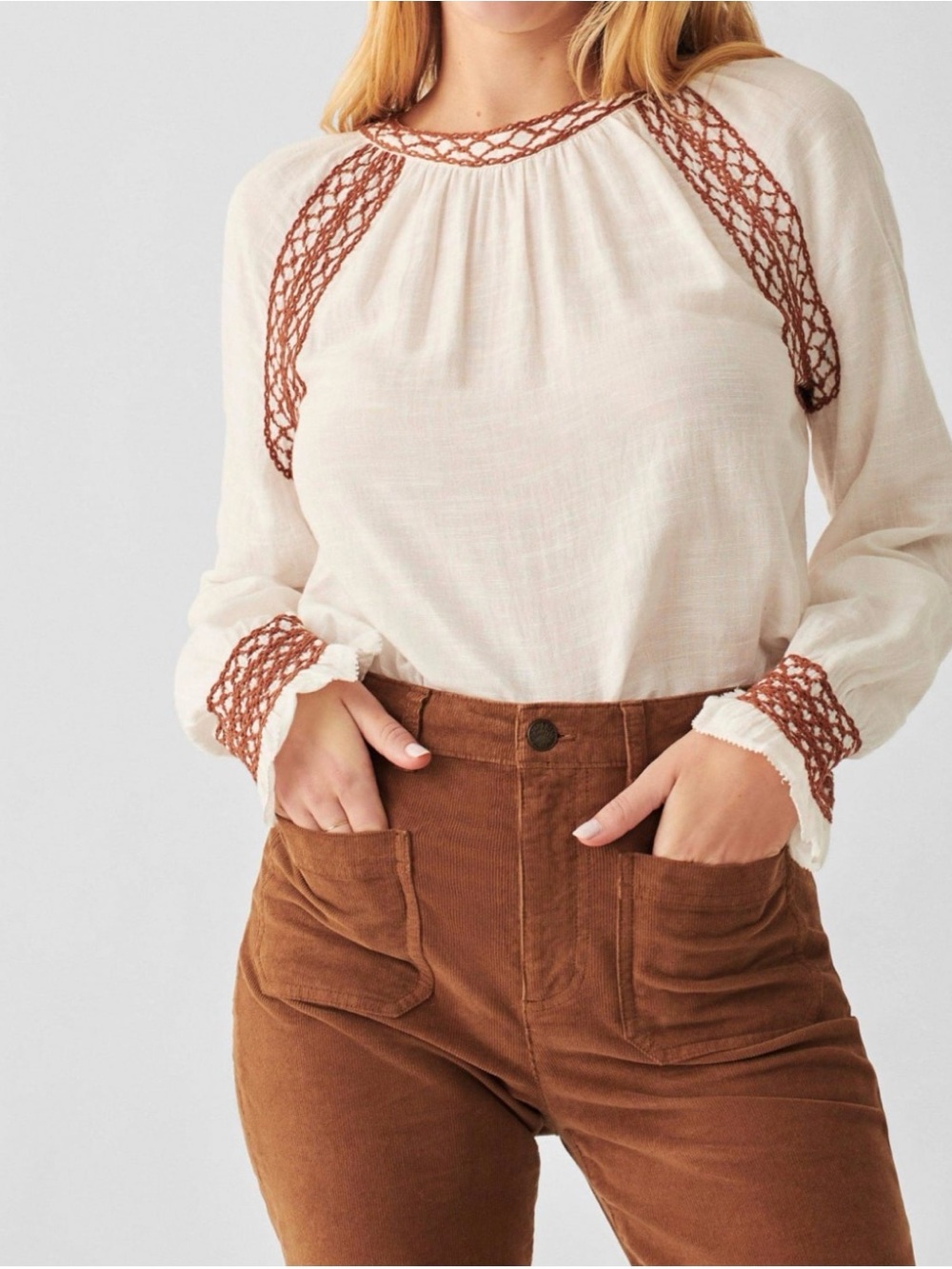 Faherty Arles Embroidered Top M